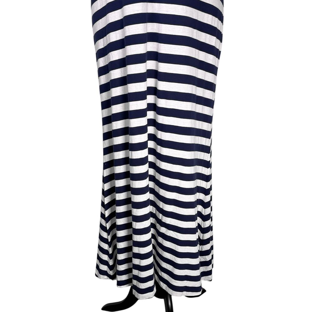 Polo Ralph Lauren Womens XL Navy Blue White Striped Maxi Dress Pony Logo Cotton - Picture 7 of 9
